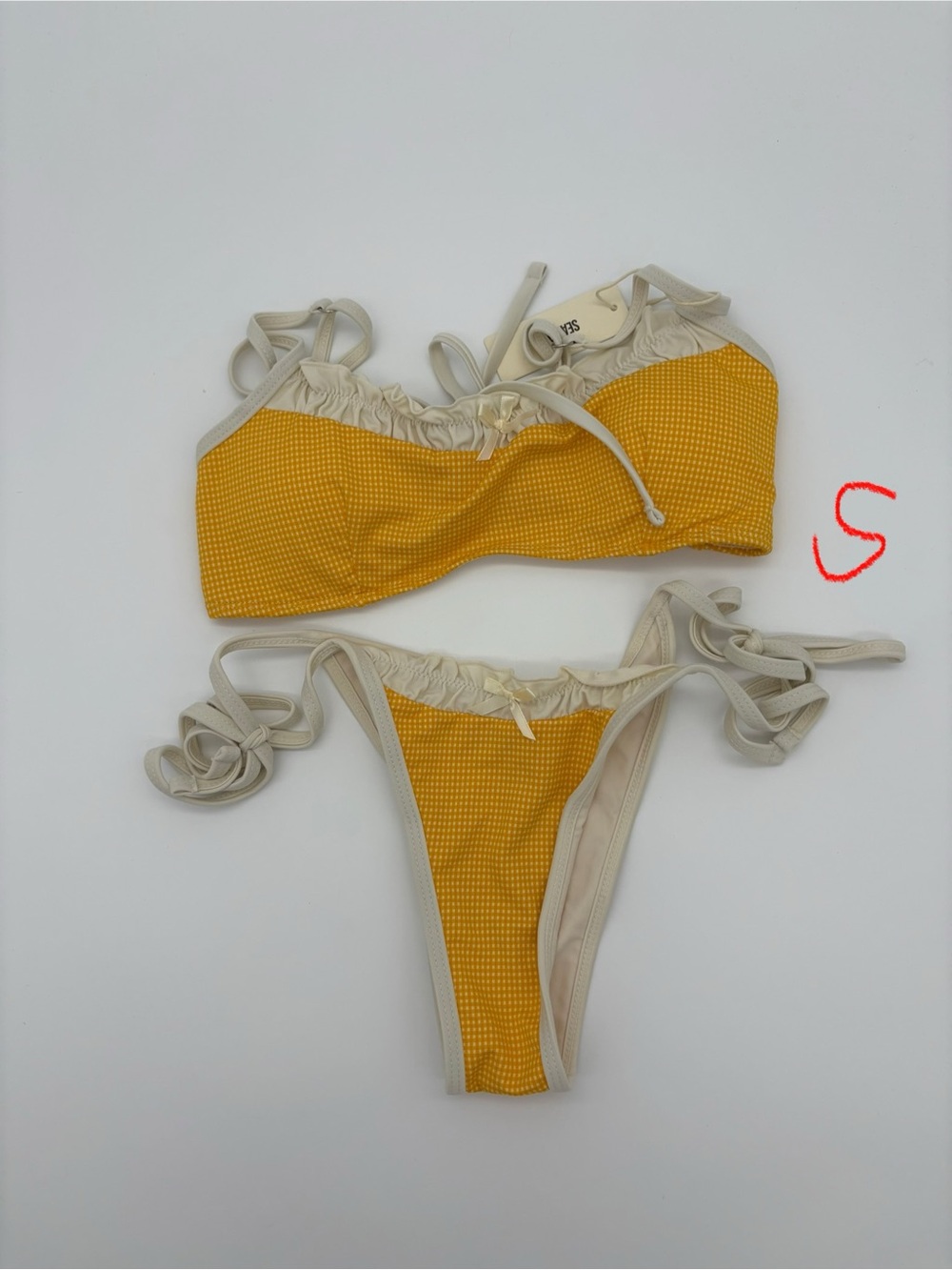 Yellow Ruffle-Trim Bikini Set - Women's Swim